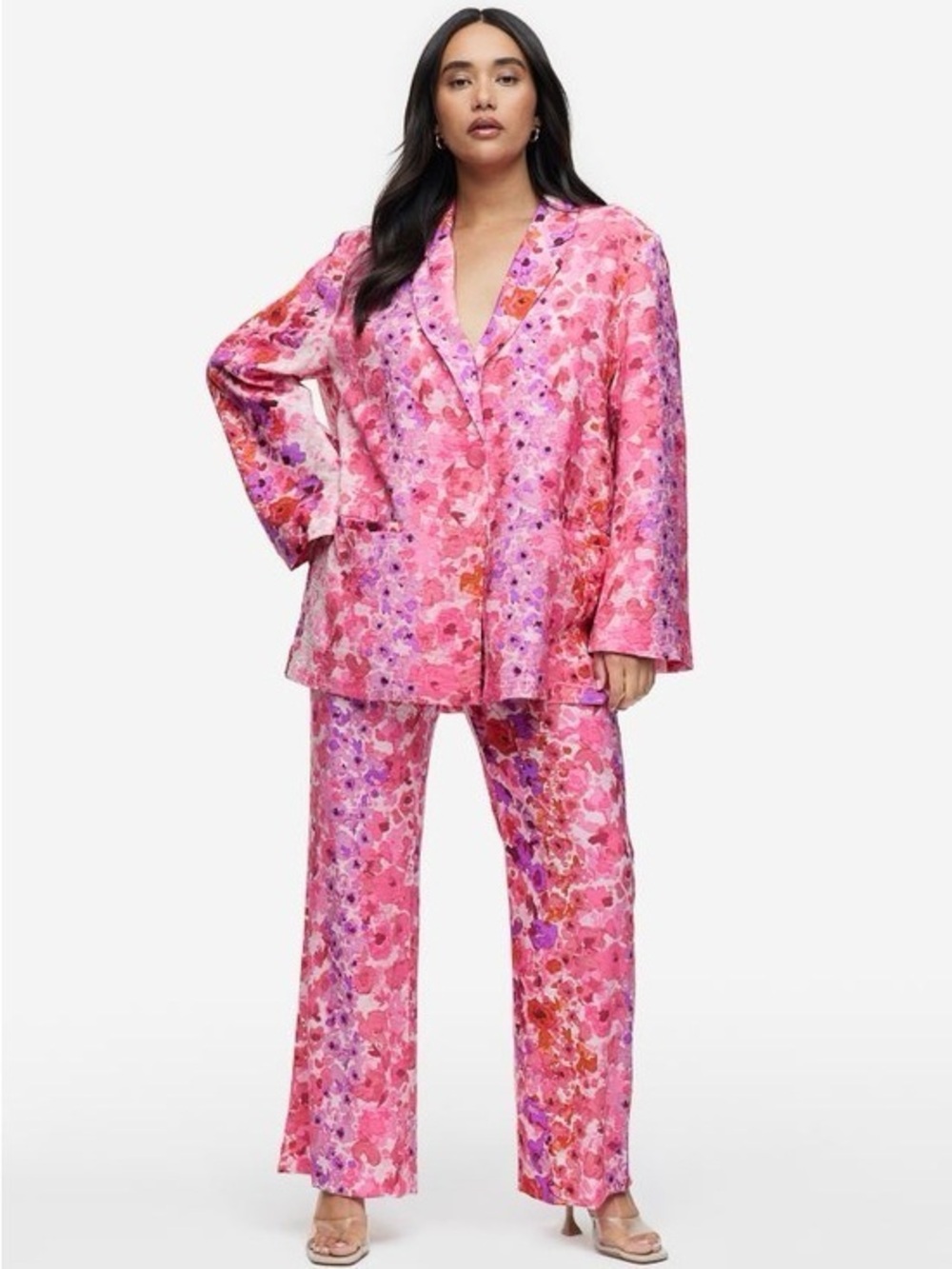 Pink floral blazer